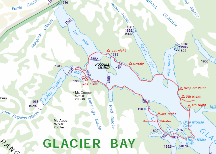 glacier national park map. Reaching Glacier Bay National